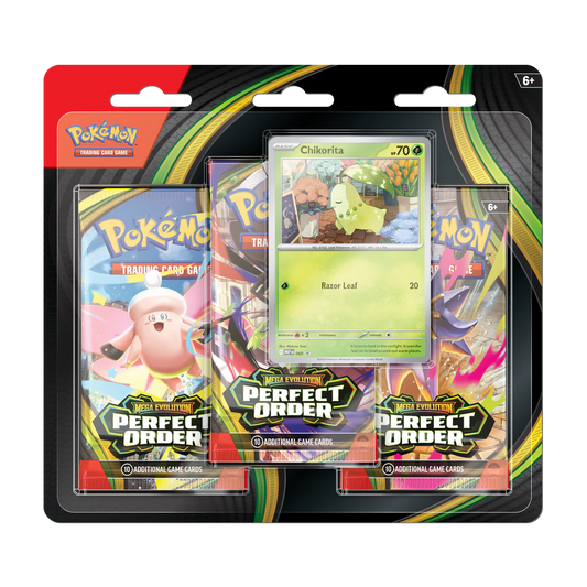 Pokemon Mega Evolution - Perfect Order Chikorita 3 Pack Blister (3 Packs) Englisch