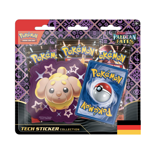 Pokemon Karmesin & Purpur - Paldeas Schicksale Tech Sticker Kollektion / Hefel - Gruff oder Mobtiff Deutsch